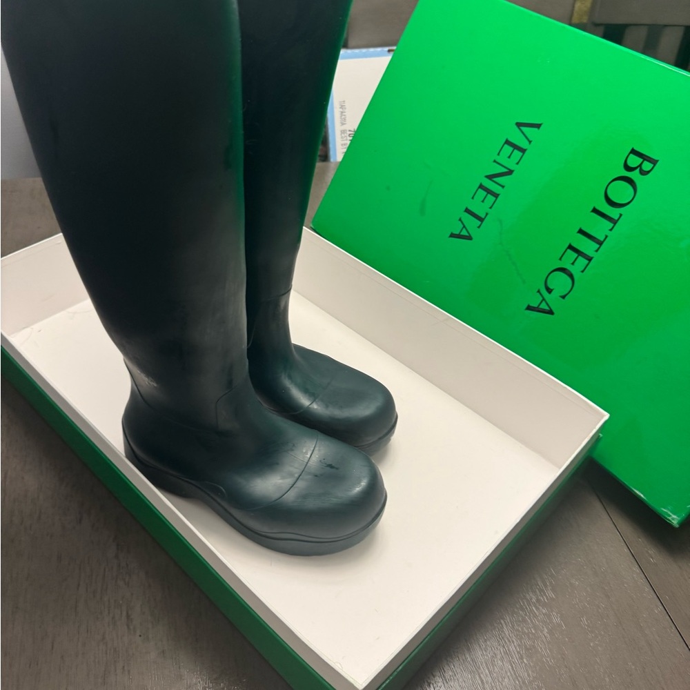 Bottega Veneta Dark Green Rain Boots
